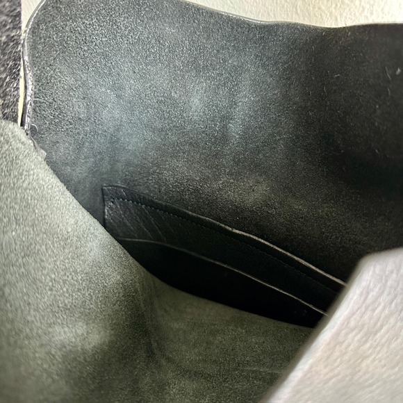 Jigsaw Shoulder Bag Womens Black Leather Adjustable Strap Minimalist Purse Tote - Picture 5 of 9